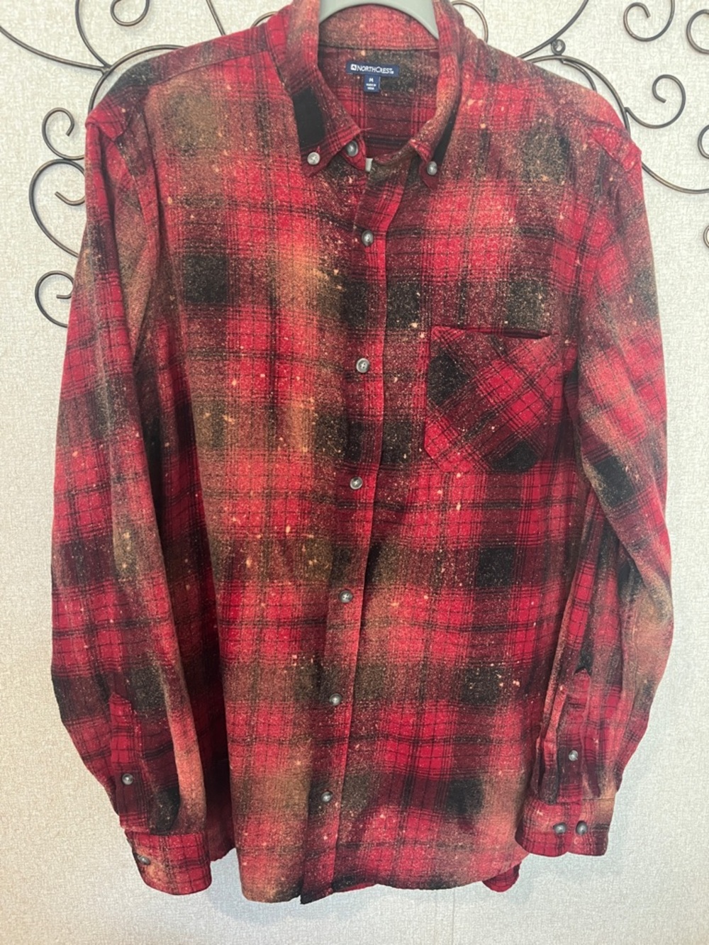 Men’s Northcrest Red and Black Plaid Button-Down Cotton Shirt